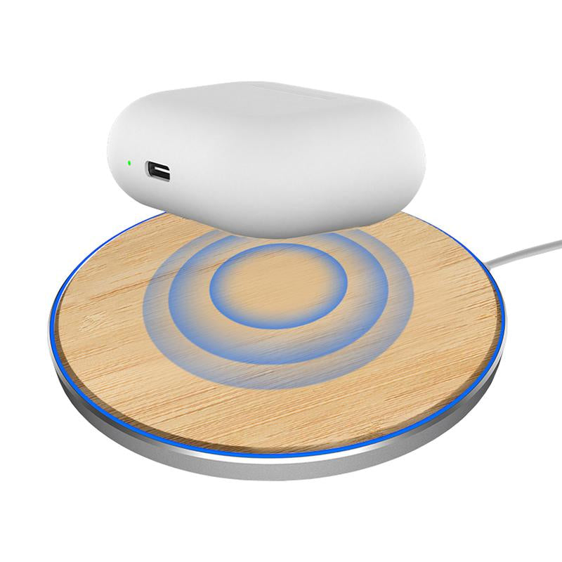Bamboo Elegance Wireless Charger 15W QI Certified Charging Pad for Ultimate Convenience for Phone Earbuds Cordless Chargers for Iphone 8, Iphone 8 Plus, Iphone X Ect Smartphone Cellphone