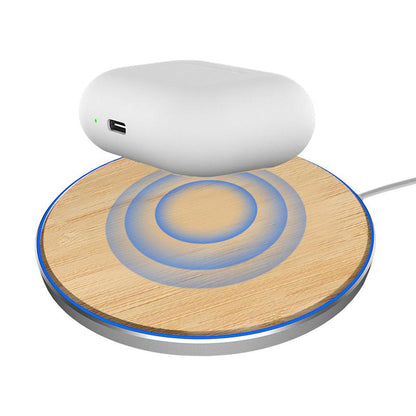 Bamboo Elegance Wireless Charger 15W QI Certified Charging Pad for Ultimate Convenience for Phone Earbuds Cordless Chargers for Iphone 8, Iphone 8 Plus, Iphone X Ect Smartphone Cellphone