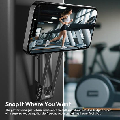 ULANZI Magnetic Phone Tripod for Iphone, MA38 Portable Phone Holder Mini Tripod for Magsafe with Double-Sided Strong Magnetic 1/4'' Arri Locating Hole Foldable Hook for Iphone 16 15 14 13 12