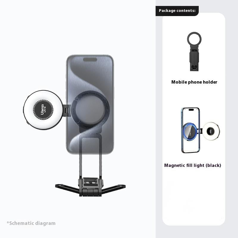 ULANZI Magnetic Phone Tripod for Iphone, MA38 Portable Phone Holder Mini Tripod for Magsafe with Double-Sided Strong Magnetic 1/4'' Arri Locating Hole Foldable Hook for Iphone 16 15 14 13 12