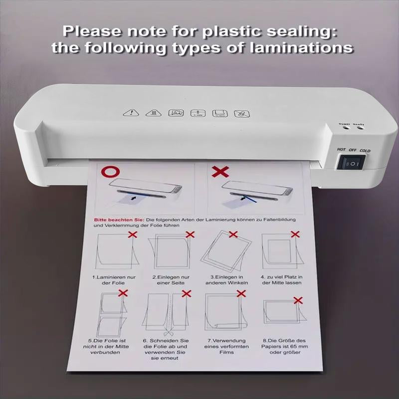 9-Inch Thermal Laminator, Easy to Operate Only 4 Minutes to Heatup with Never Jam Technology for Documents/Posters/Photos,Personal Laminator, Simple and Convenient for Home, Office Andschool -White